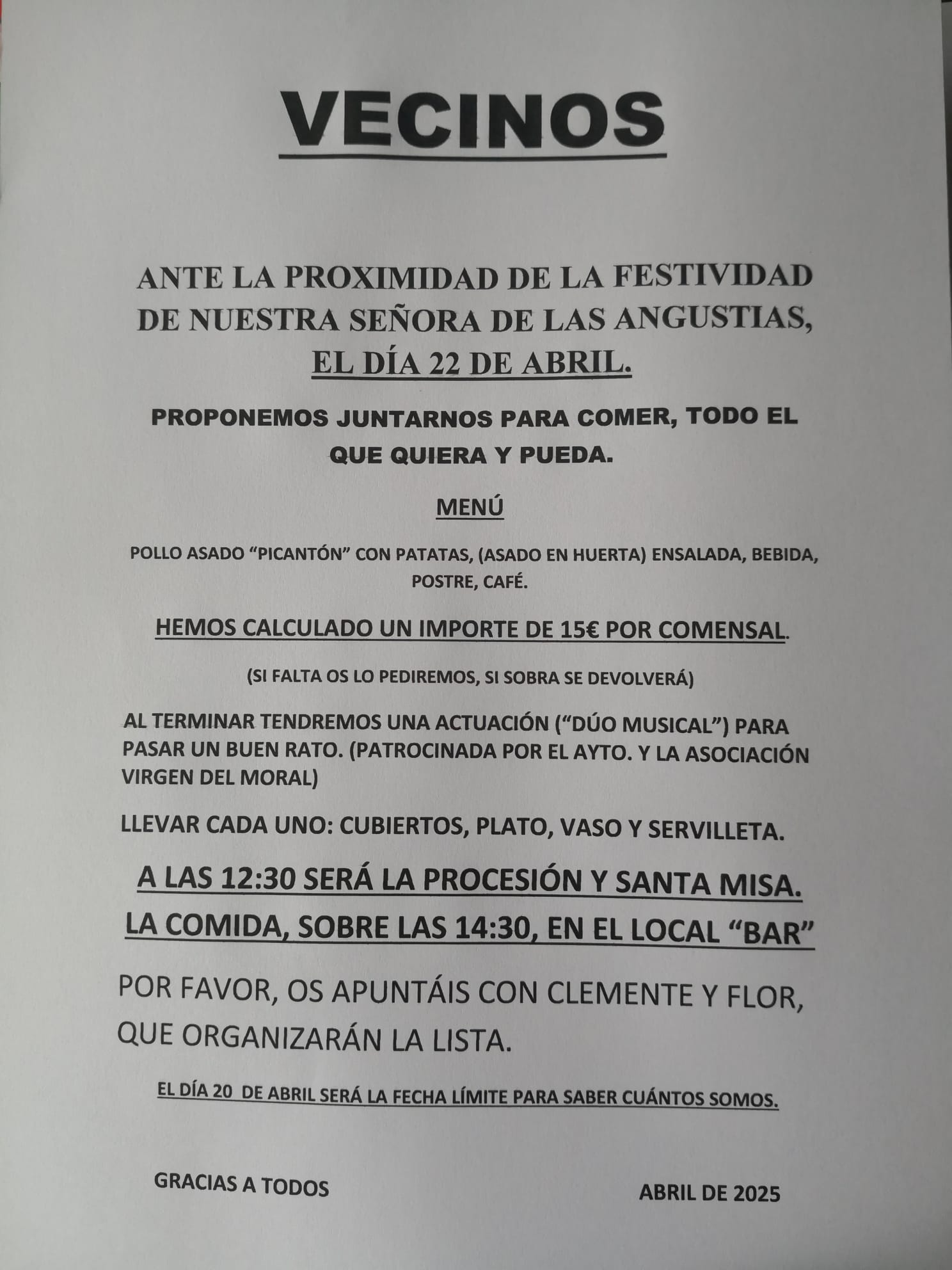Comida Popular - Virgen de las Angustias 2025